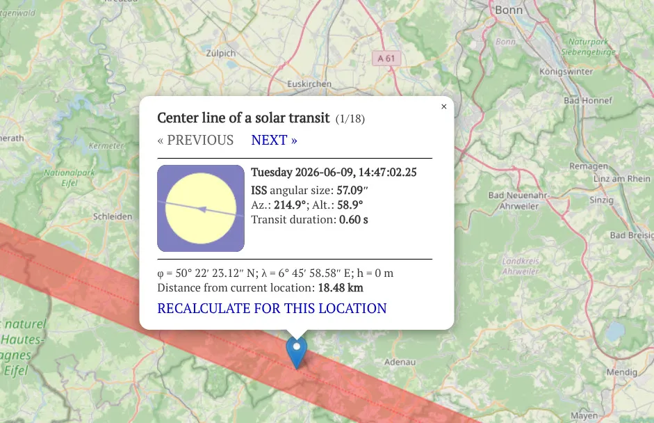 Berechnung von Transit-Finder.com für den 9.6.2026